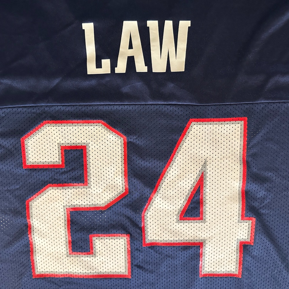 NFL Apparel TY LAW No. 24 NEW ENGLAND PATRIOTS Super Bowl XXXVIII (XL) Jersey - Picture 4 of 8
